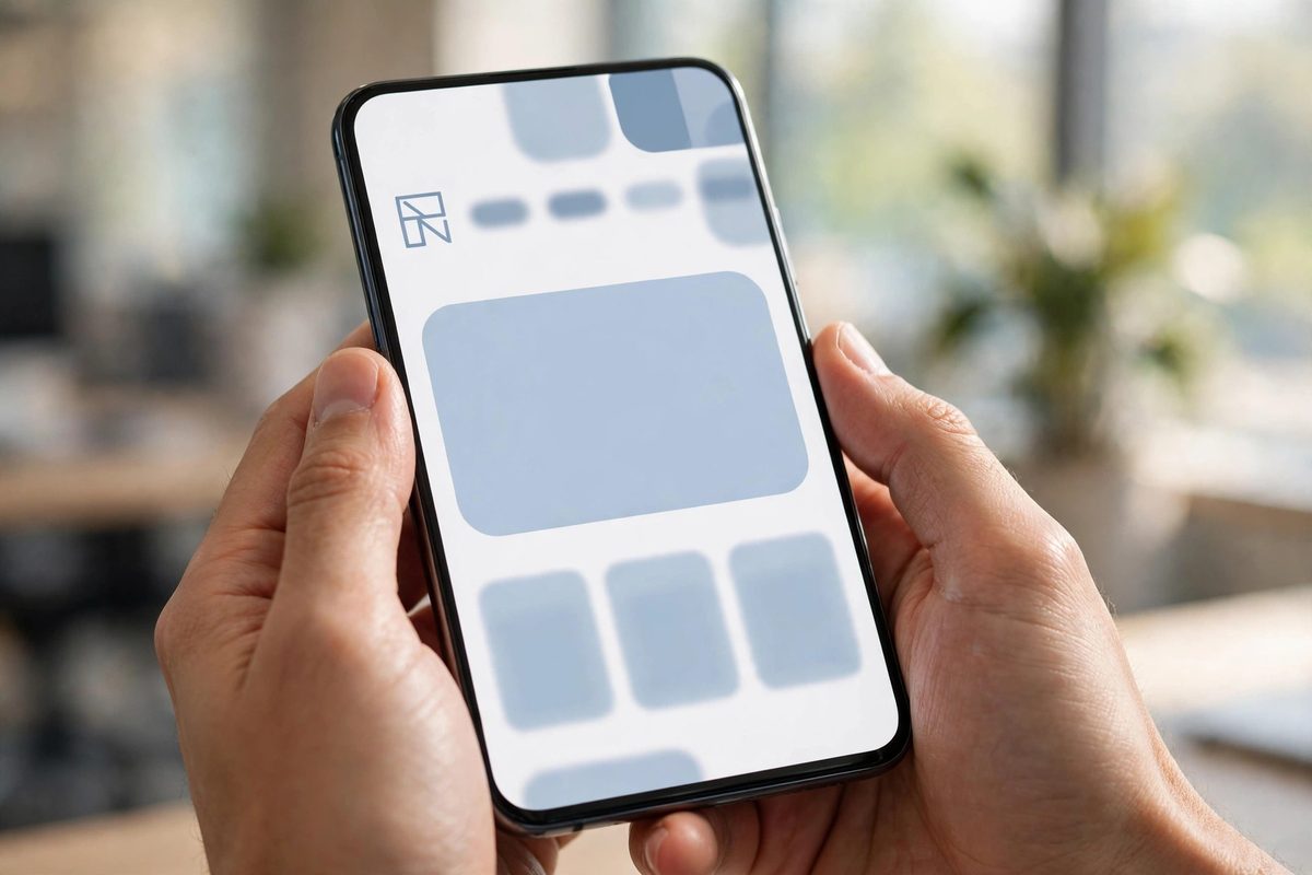 Person browsing a clean business website on a smartphone