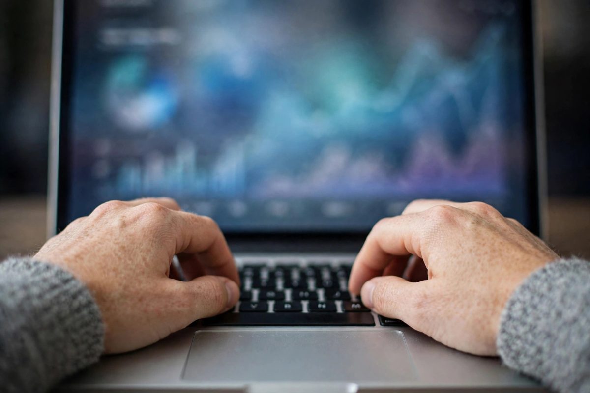 A laptop showing website search analytics