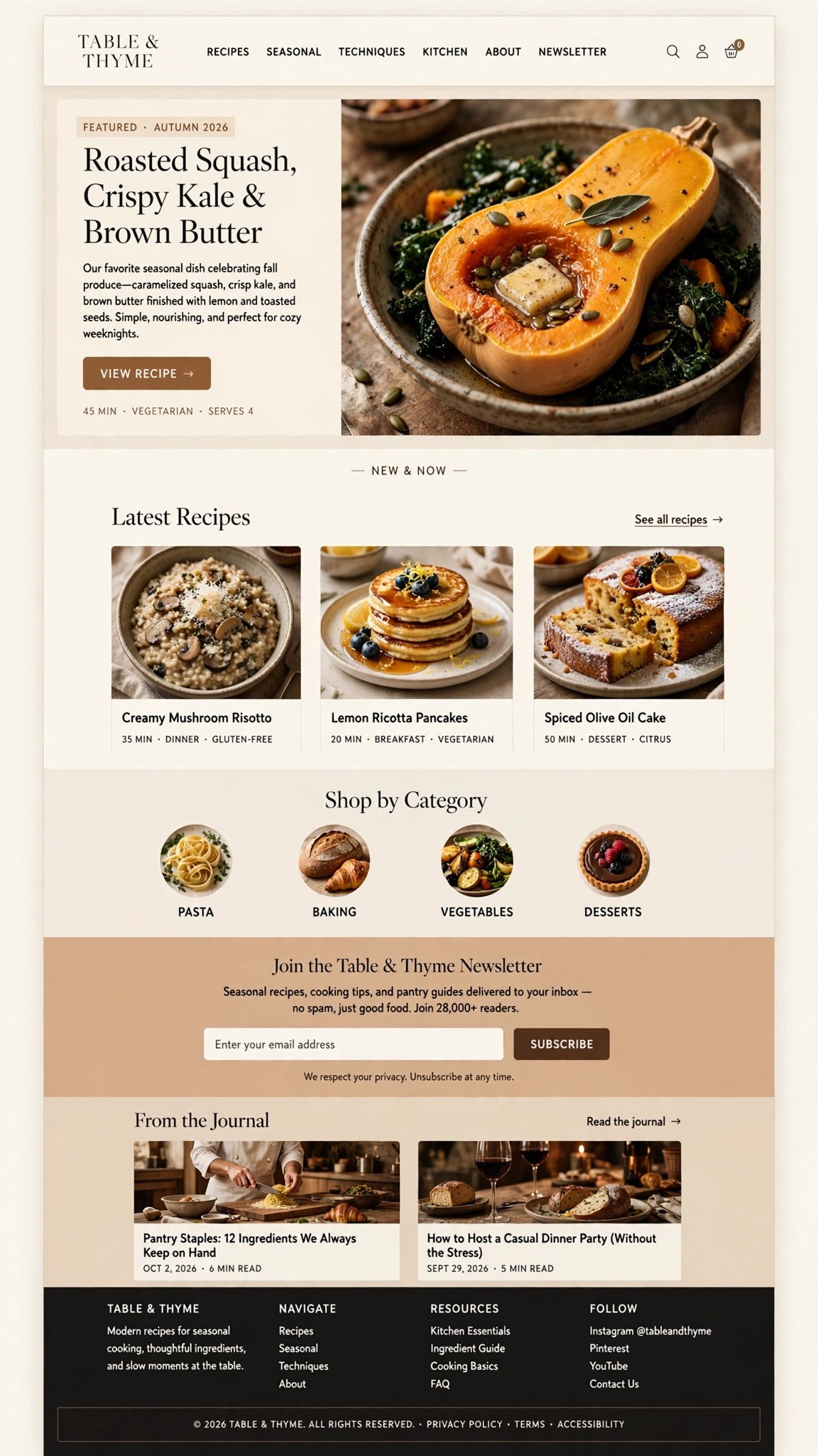 Food Blog - CMS website concept design