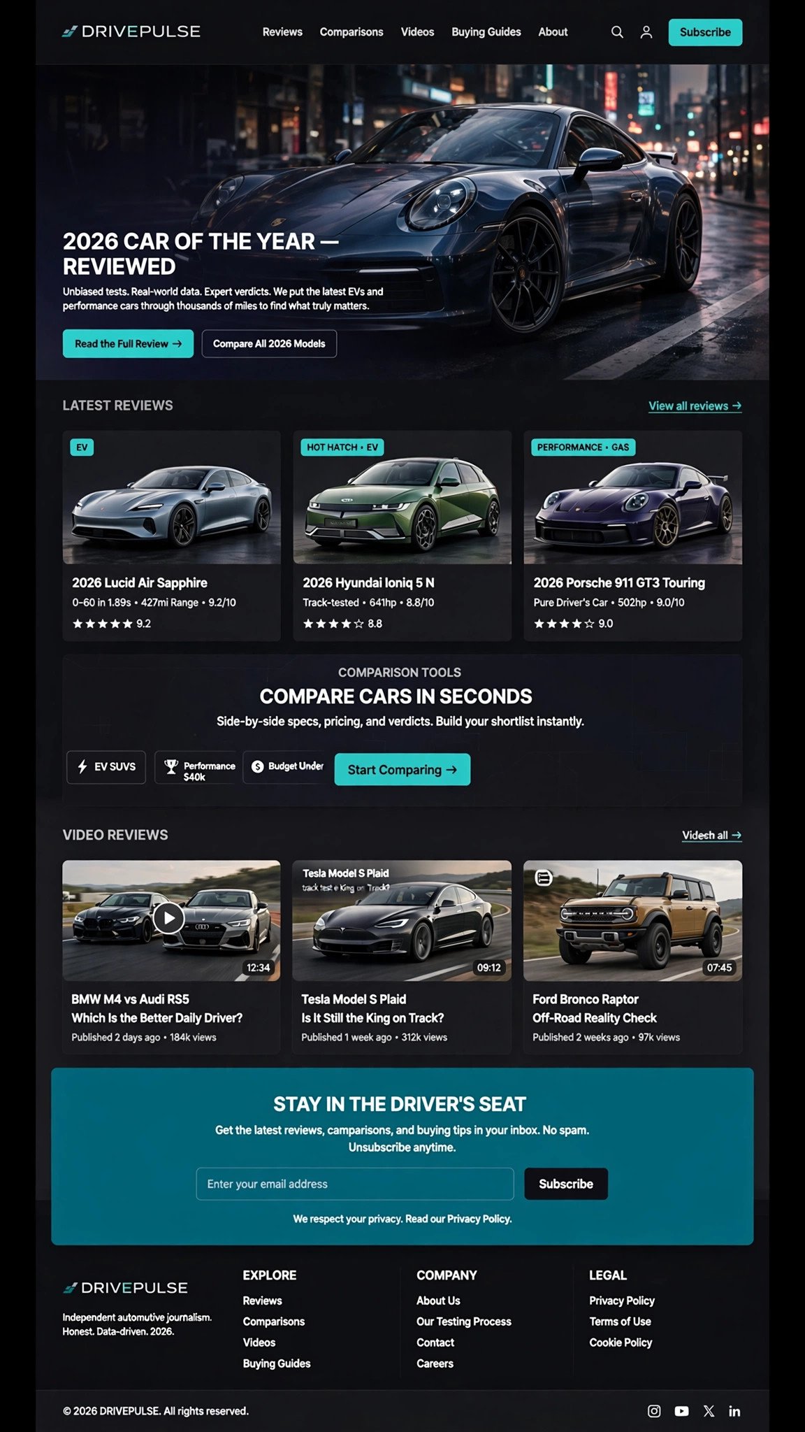 Automotive Review Website - CMS website concept design