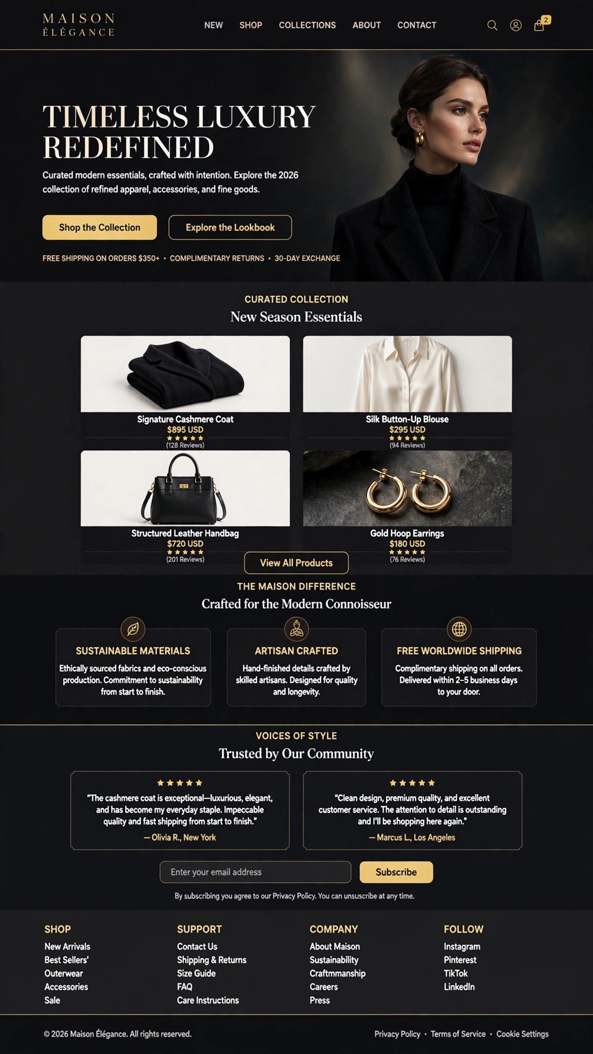 Luxury Fashion Boutique - E-Commerce website concept design
