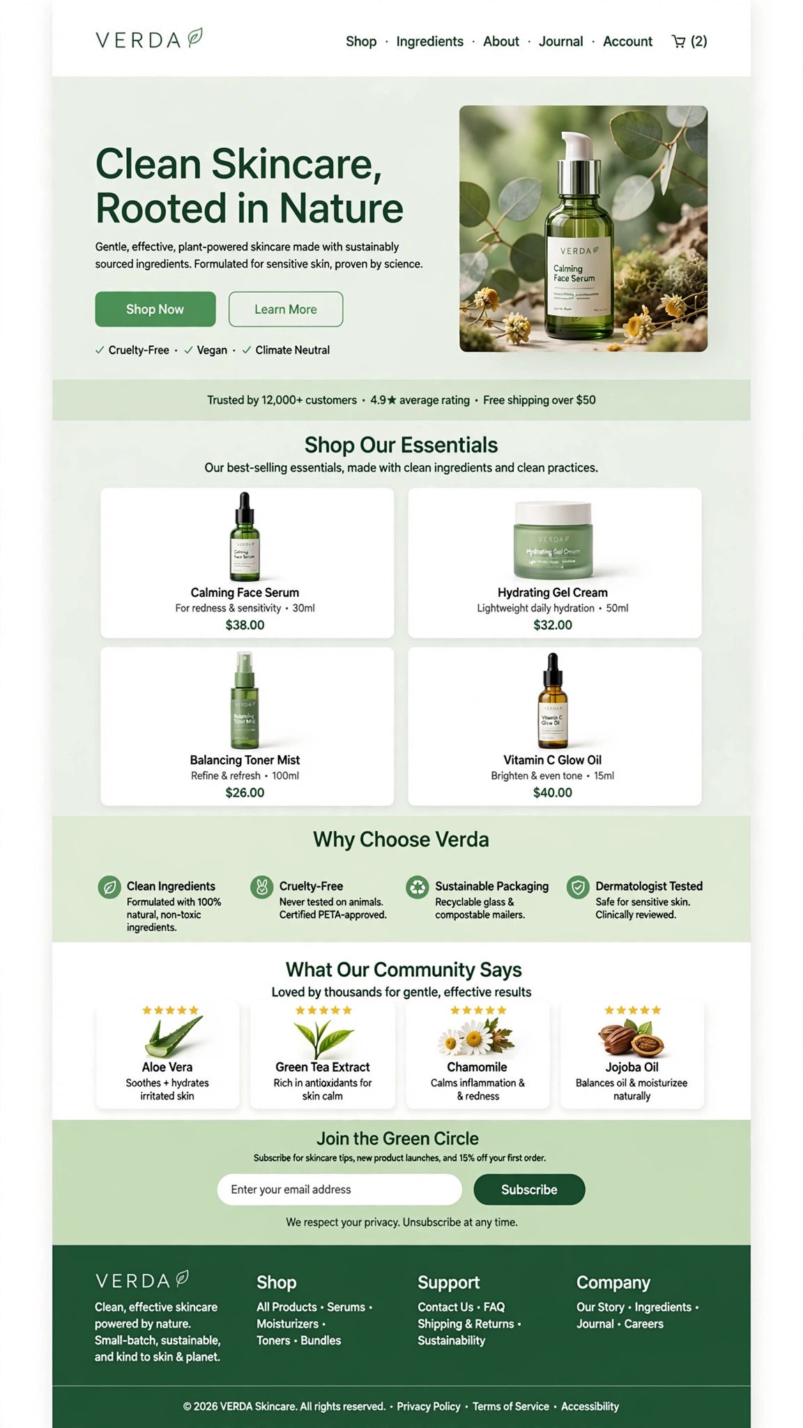 Organic Skincare Store - E-Commerce website concept design