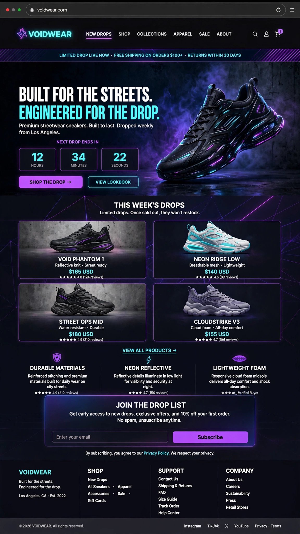 Streetwear Sneaker Store - E-Commerce website concept design