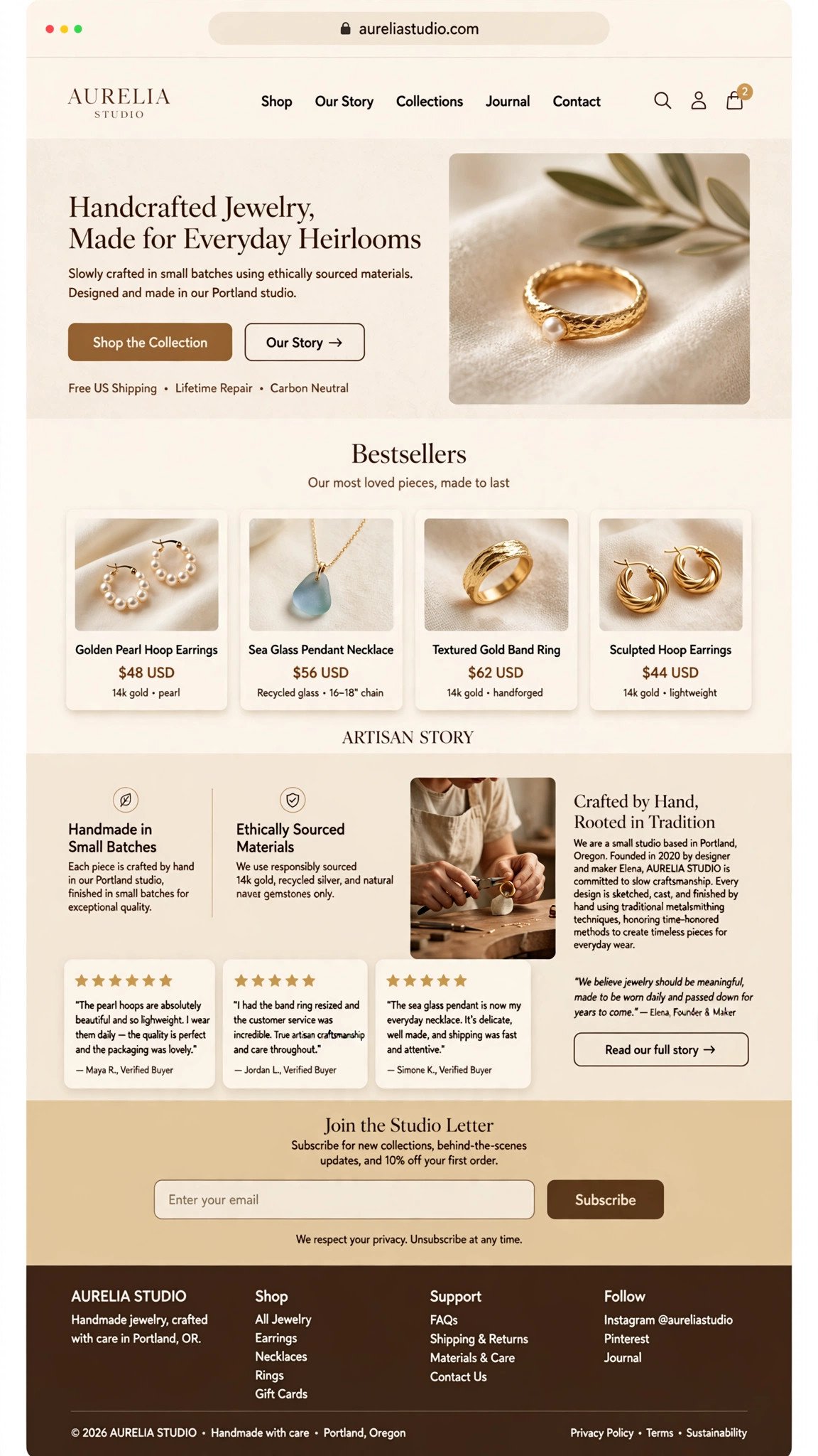Handmade Jewelry Boutique - E-Commerce website concept design