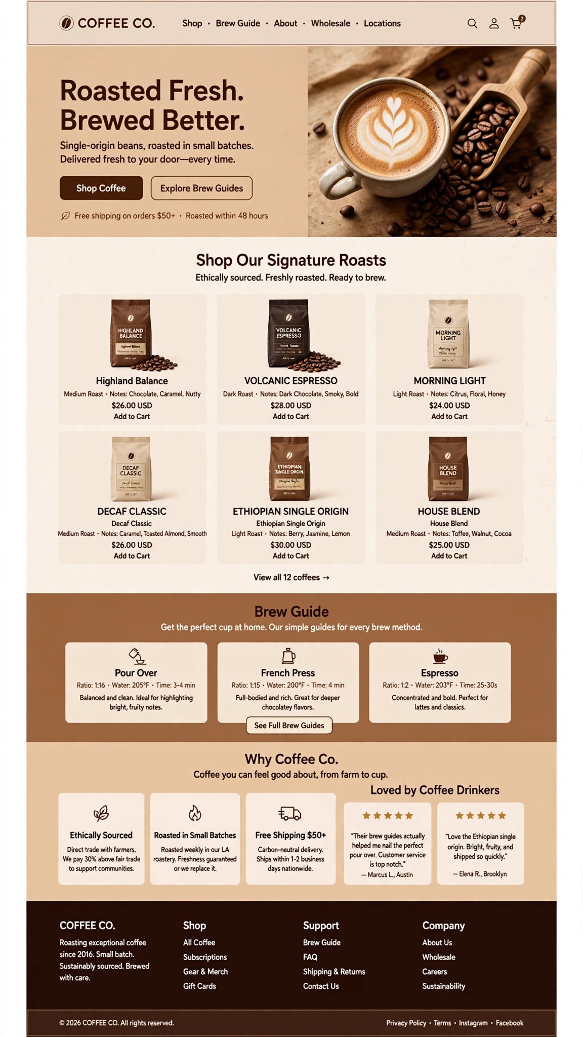 Gourmet Coffee Store - E-Commerce website concept design
