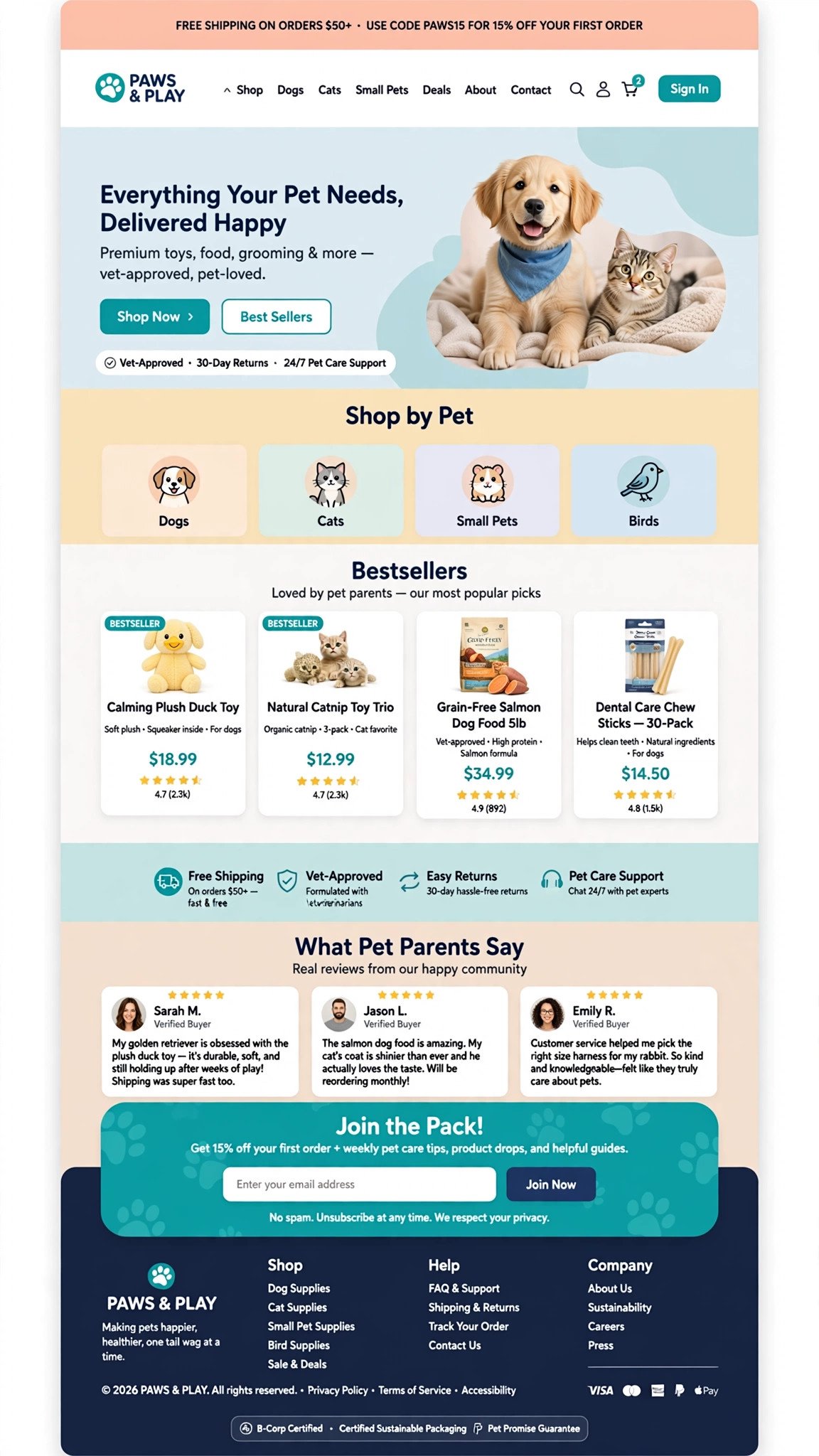 Pet Supplies Store - E-Commerce website concept design