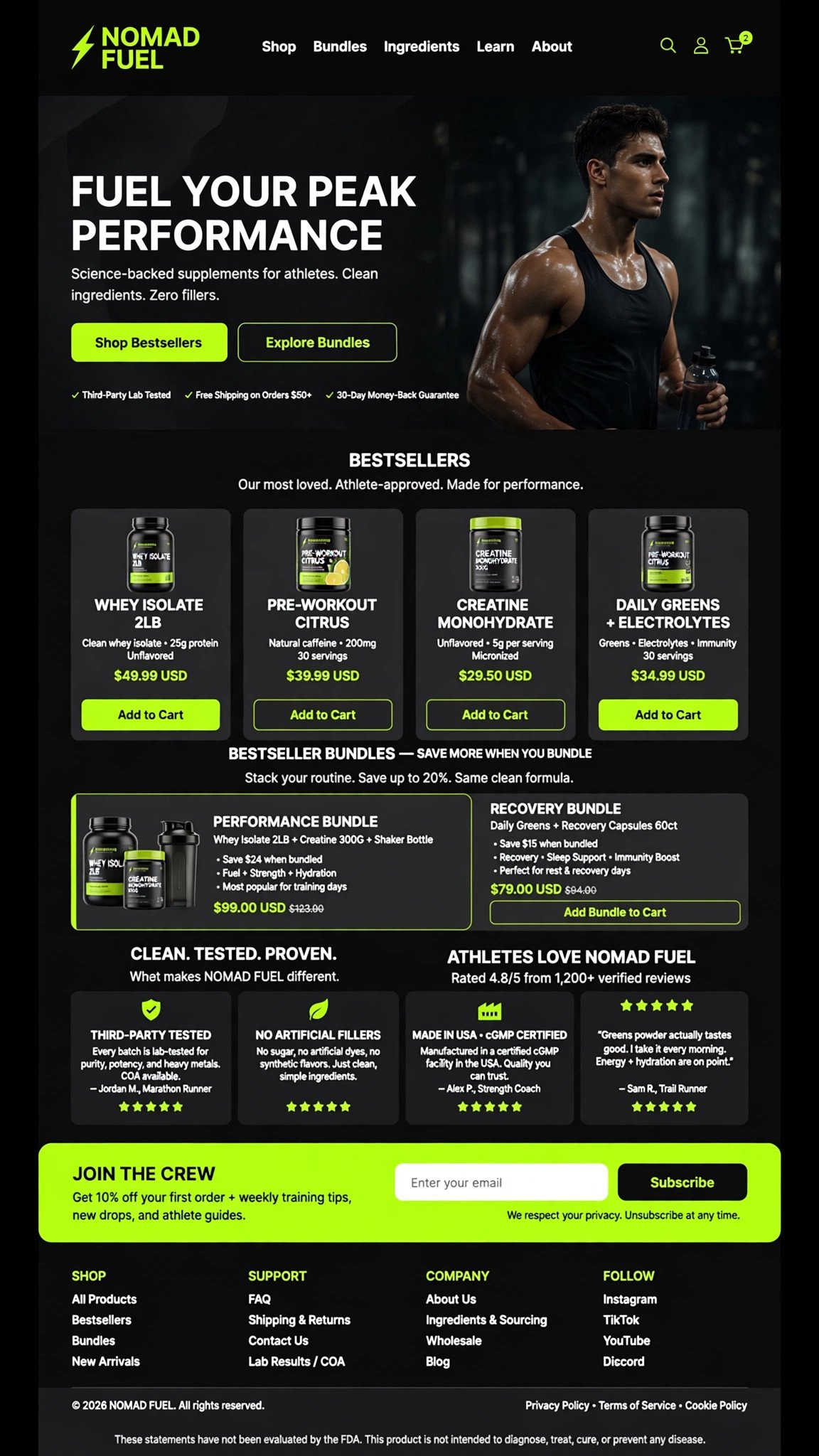 Fitness Supplements Store - E-Commerce website concept design