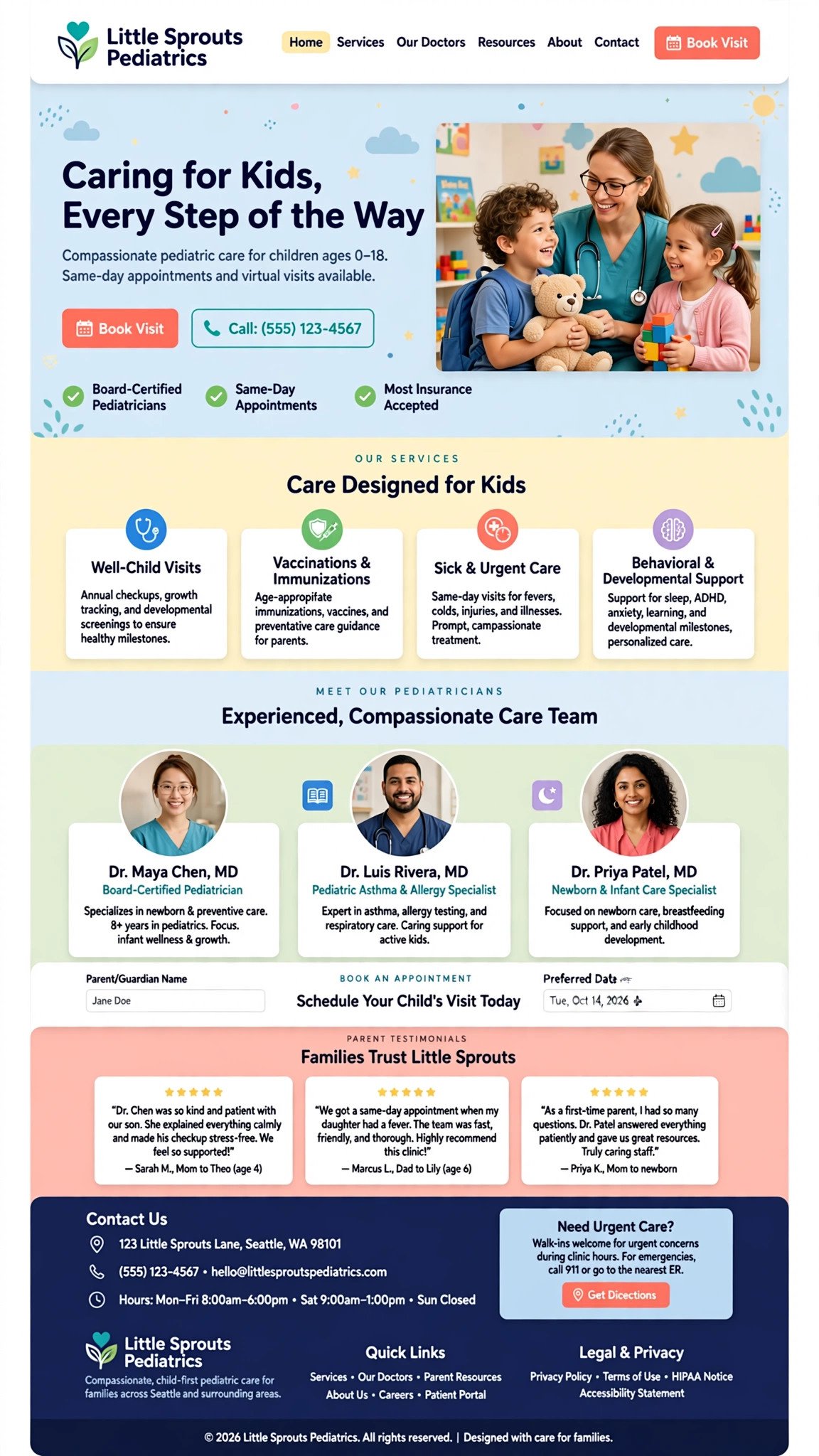Pediatric Care Website - Healthcare website concept design
