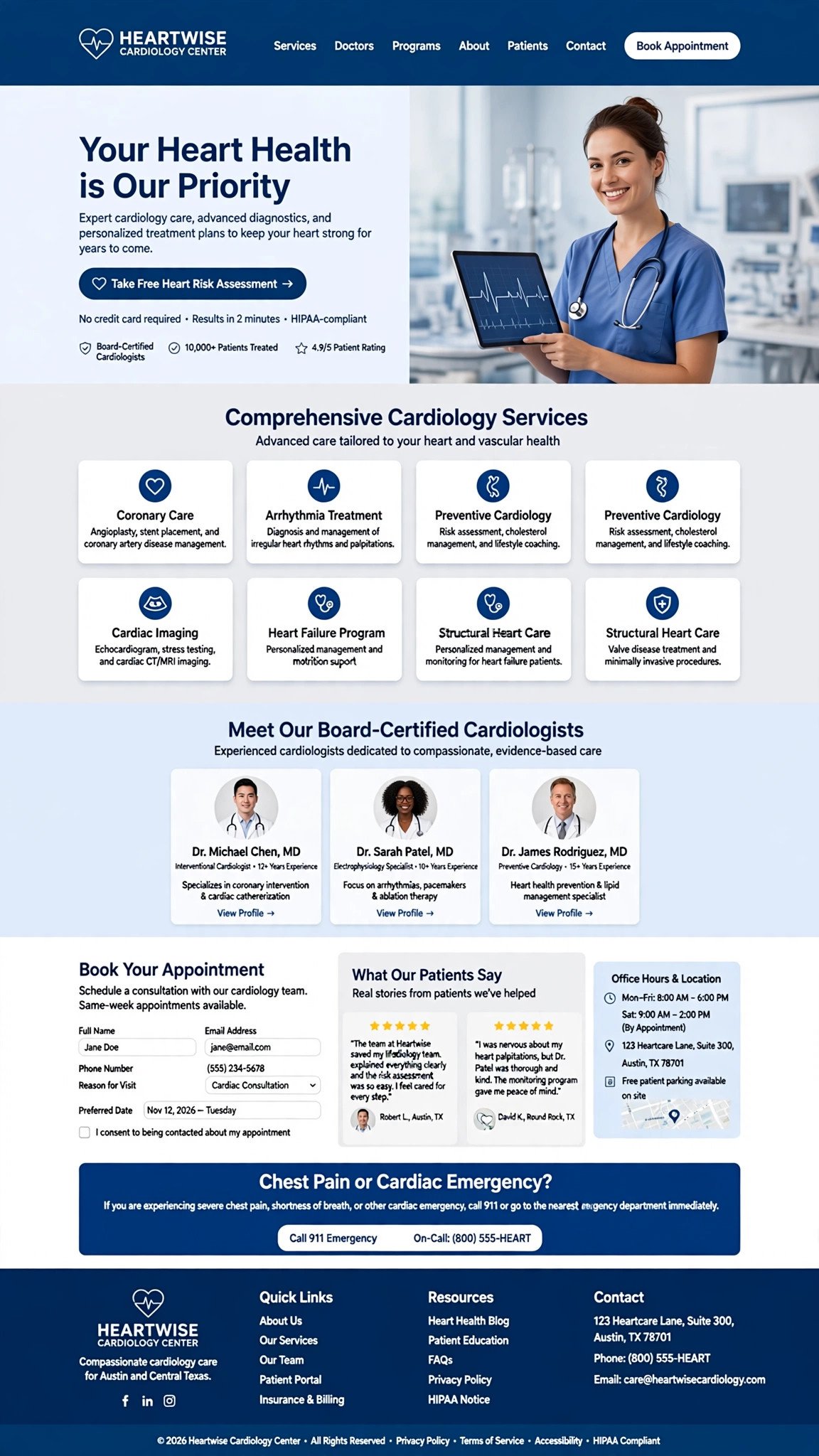 Cardiology Center Website - Healthcare website concept design