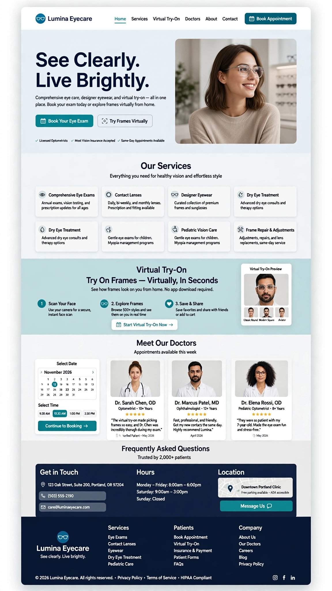 Eyecare Website - Healthcare website concept design