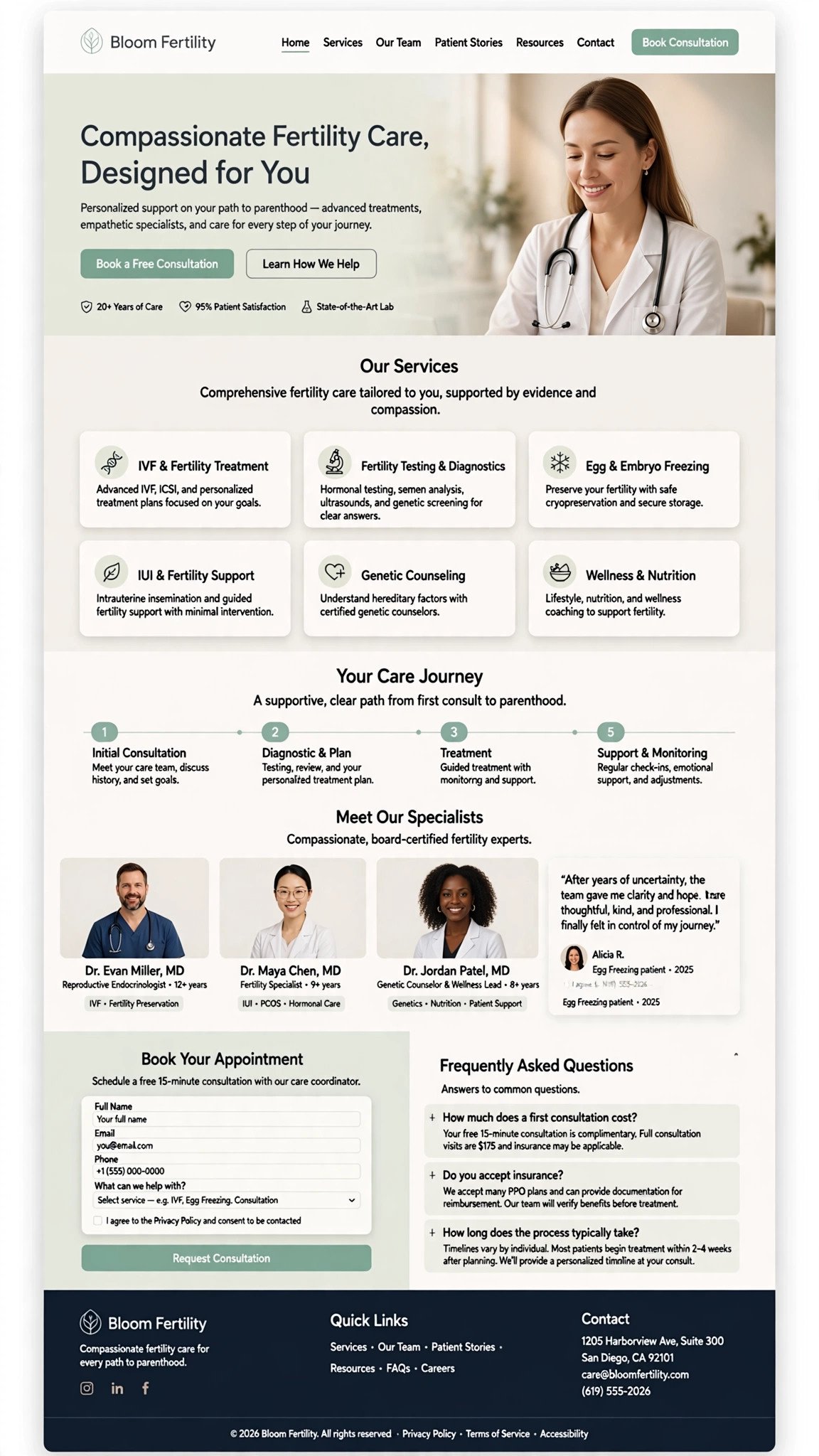 Fertility Clinic Website - Healthcare website concept design