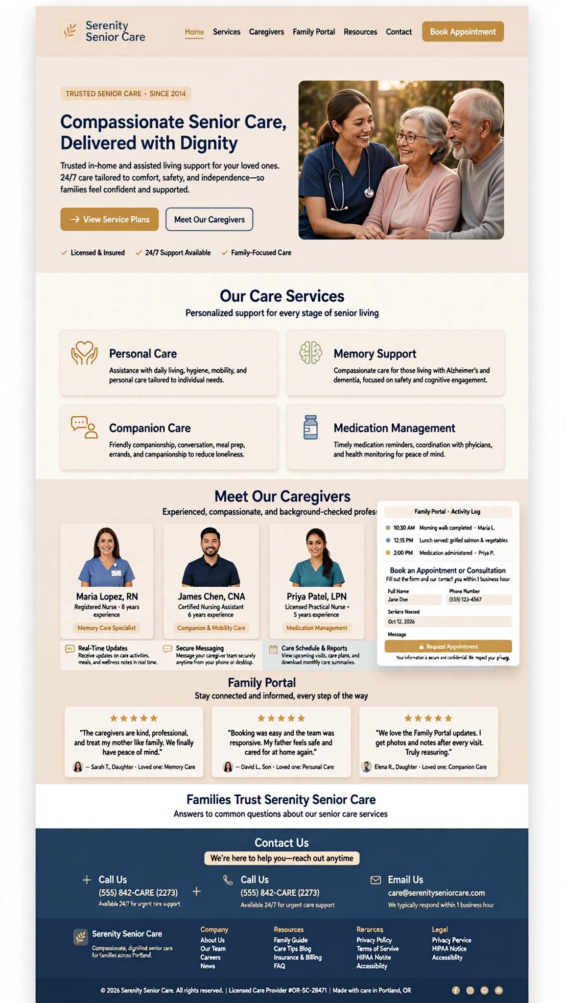 Senior Care Website - Healthcare website concept design