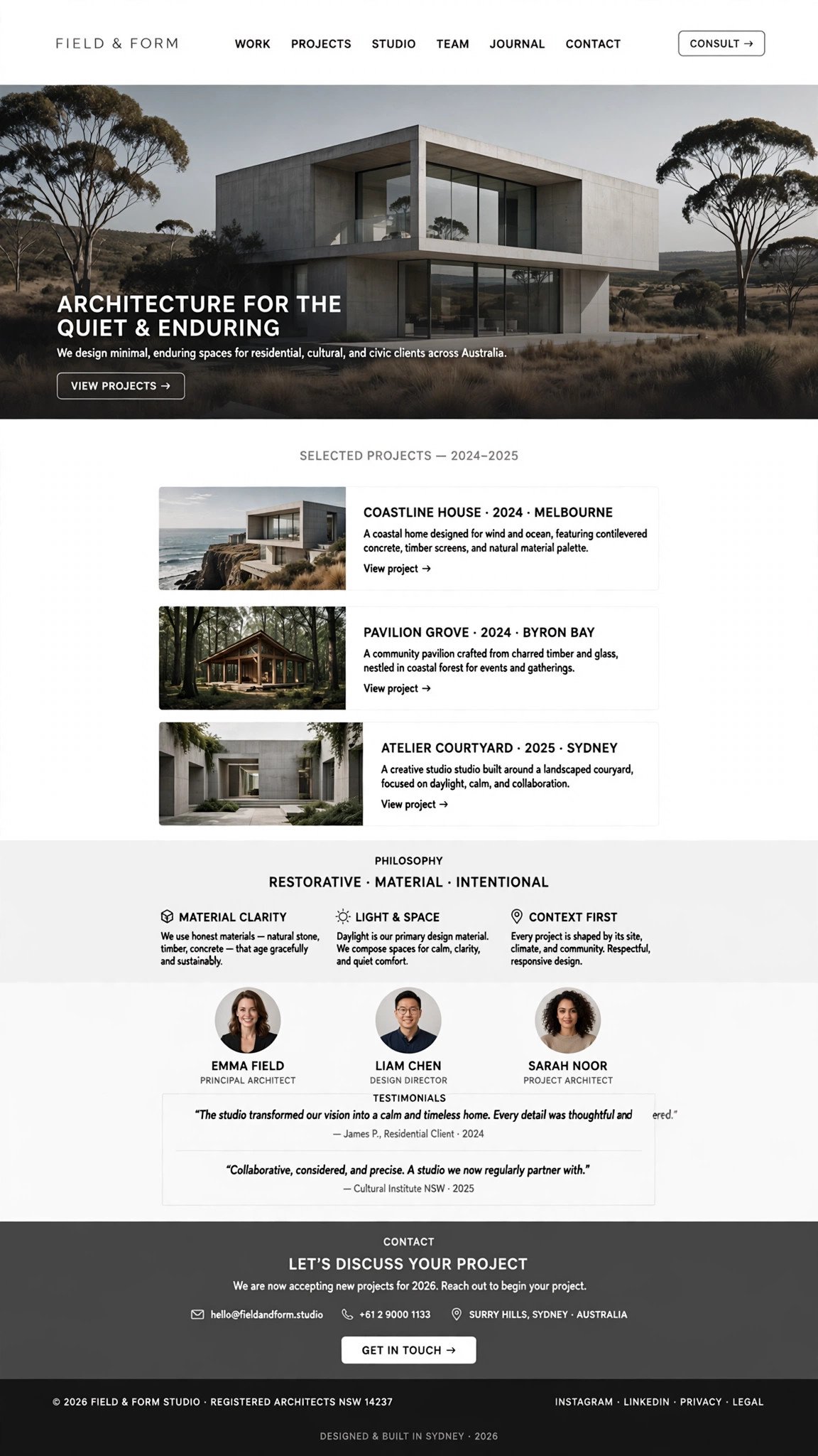 Architecture Studio Website - Informative website concept design