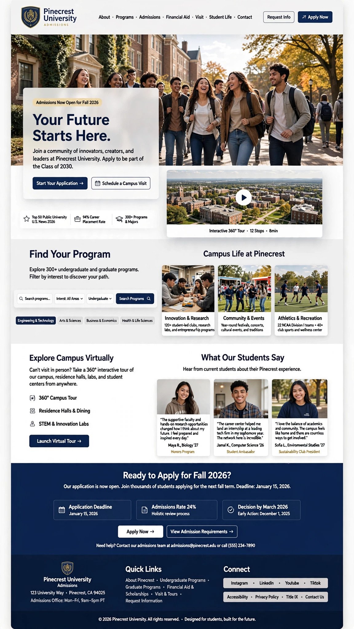 University Admissions Website - Informative website concept design