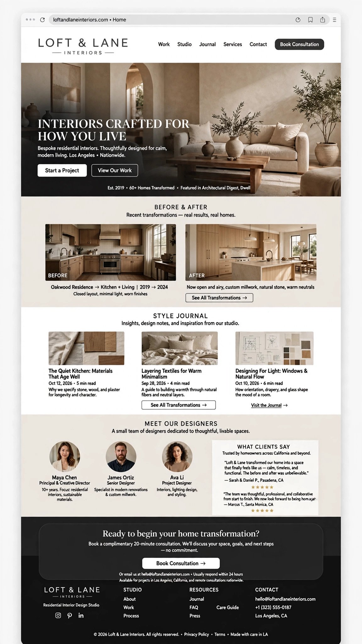 Interior Design Studio Website - Informative website concept design