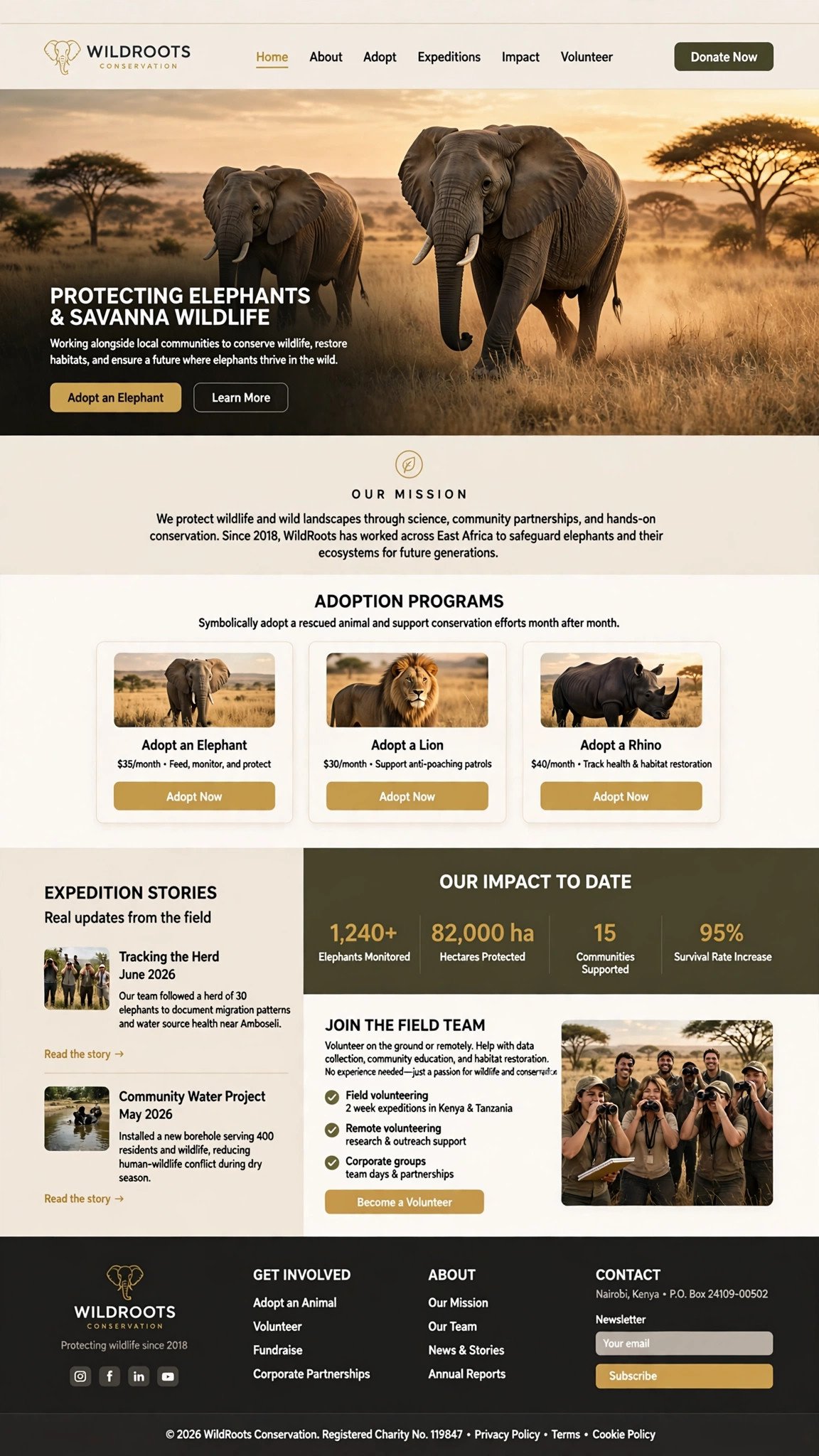 Wildlife Conservation Website - Nonprofit website concept design