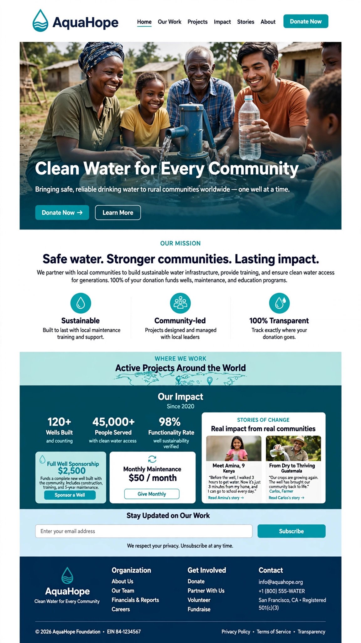 Clean Water Charity Website - Nonprofit website concept design