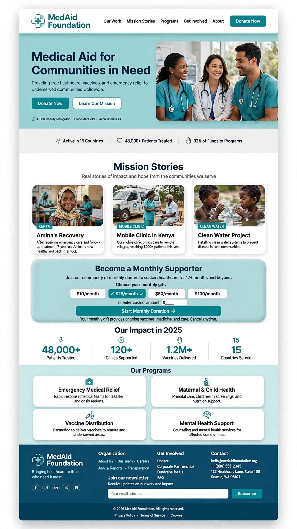 Medical Aid Foundation Website - Nonprofit website concept design