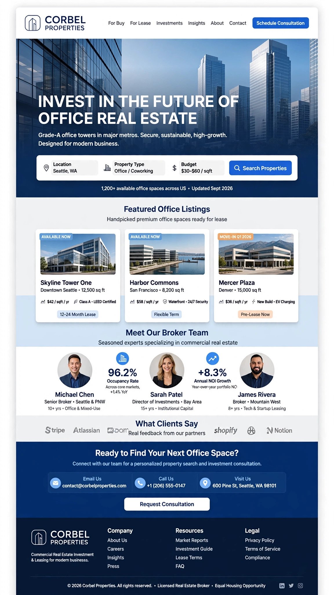 Commercial Property Website - Real Estate website concept design