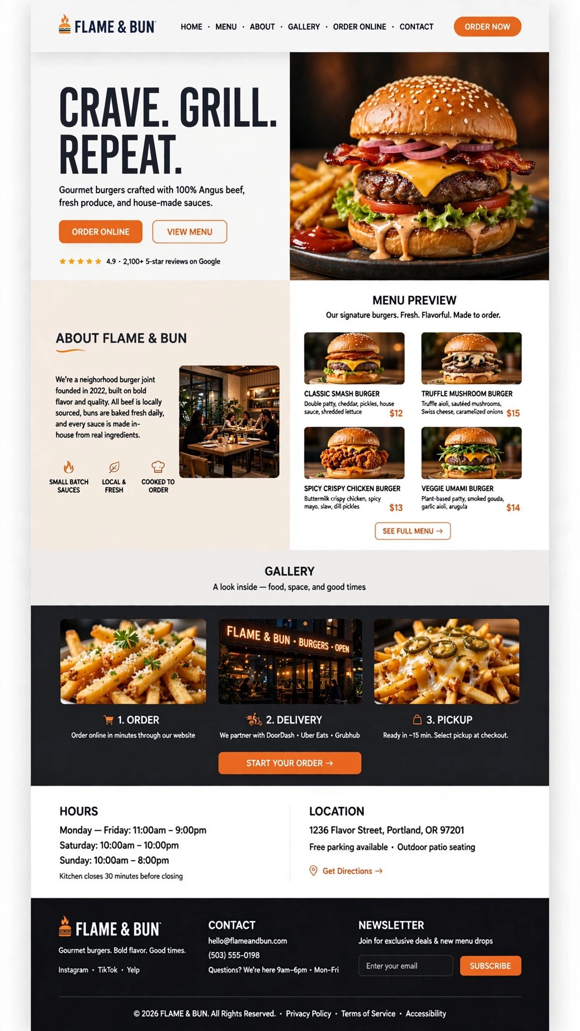 Burger Joint Website - Restaurant website concept design