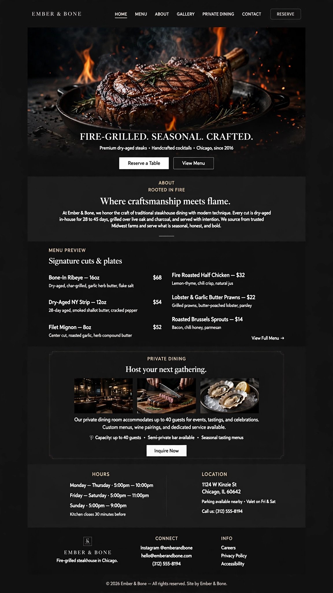 Steakhouse Website - Restaurant website concept design