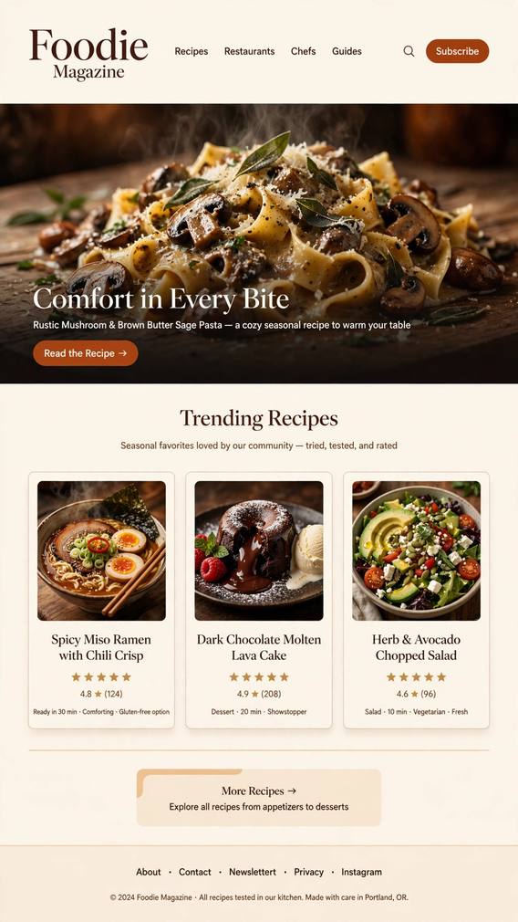 Foodie Magazine - CMS website design