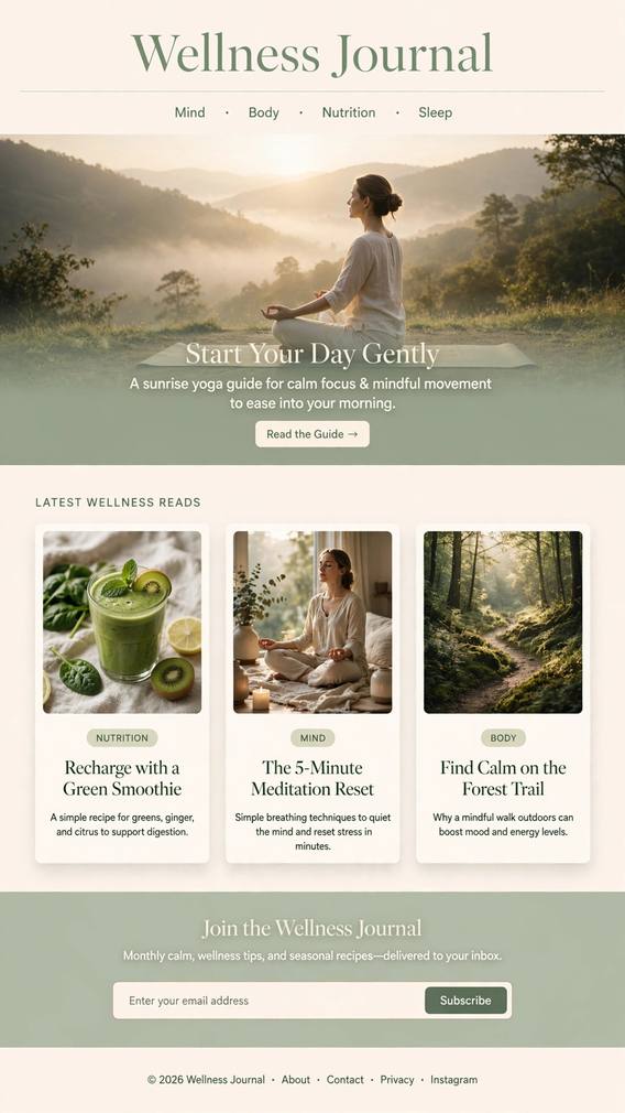 Wellness Journal - CMS website design