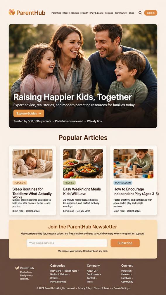 ParentHub Magazine - CMS website design