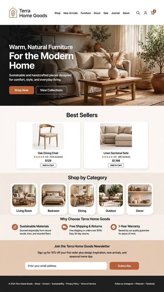 Terra Home Goods - E-Commerce website design