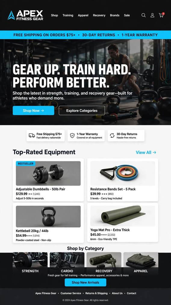 Apex Fitness Gear - E-Commerce website design