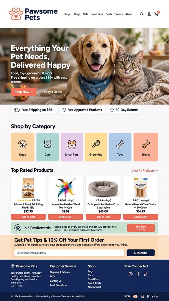 Pawsome Pets - E-Commerce website design