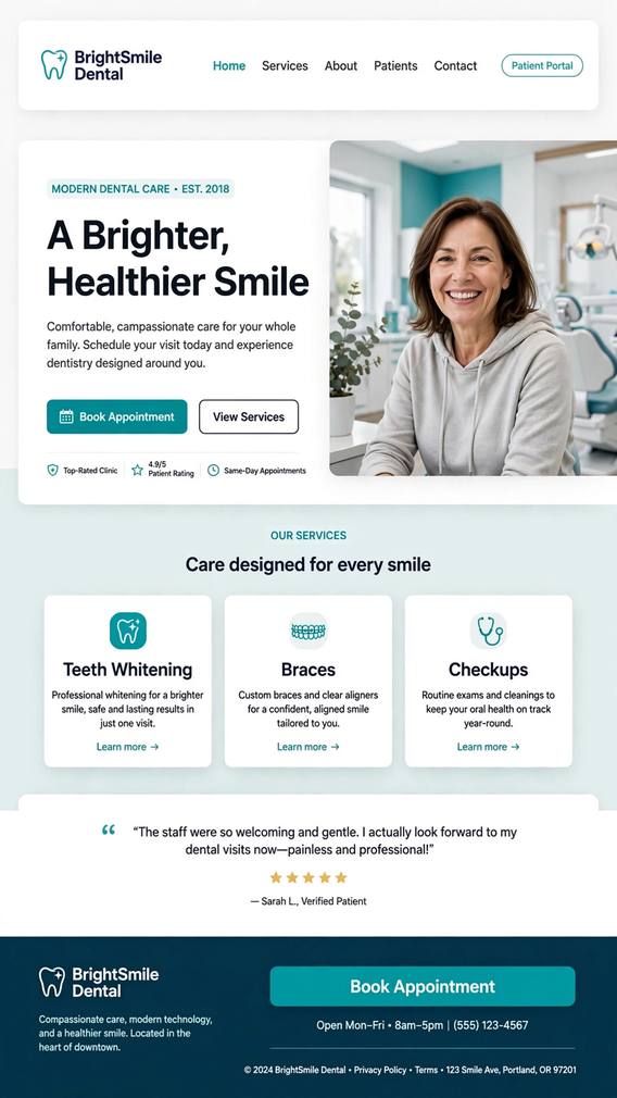 BrightSmile Dental - Healthcare website design