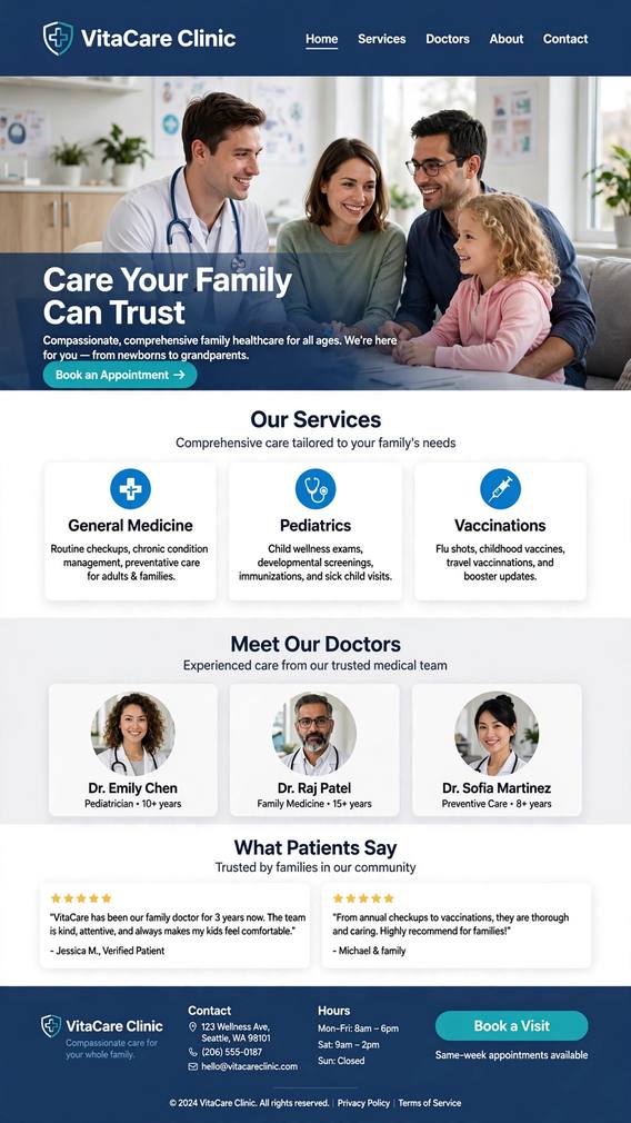 VitaCare Clinic - Healthcare website design