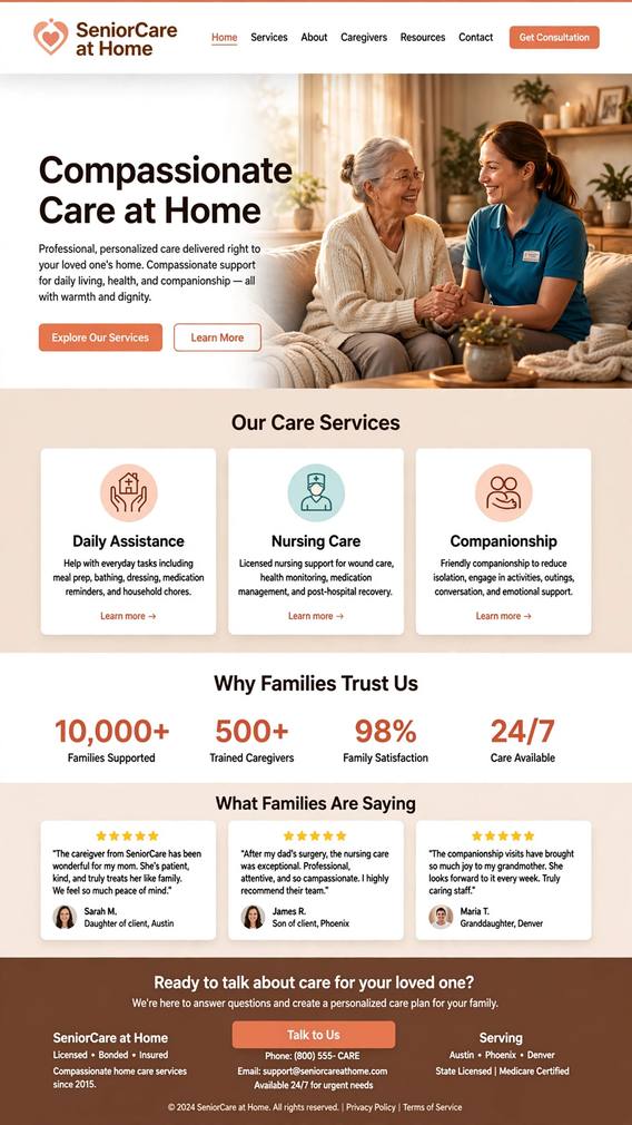 SeniorCare at Home - Healthcare website design