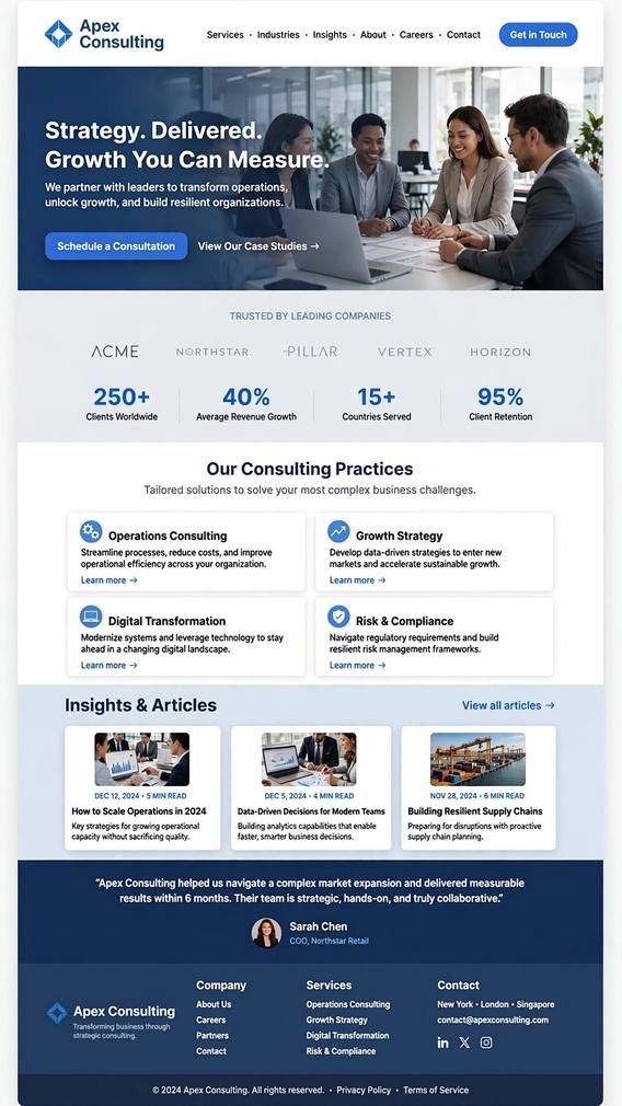 Apex Consulting - Informative website design