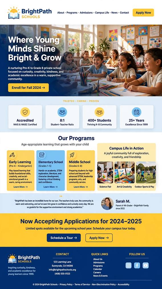 BrightPath Schools - Informative website design