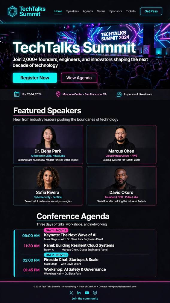 TechTalks Summit - Informative website design
