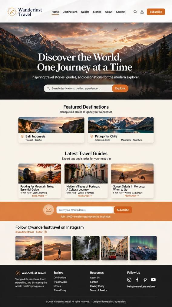 Wanderlust Travel - Informative website design