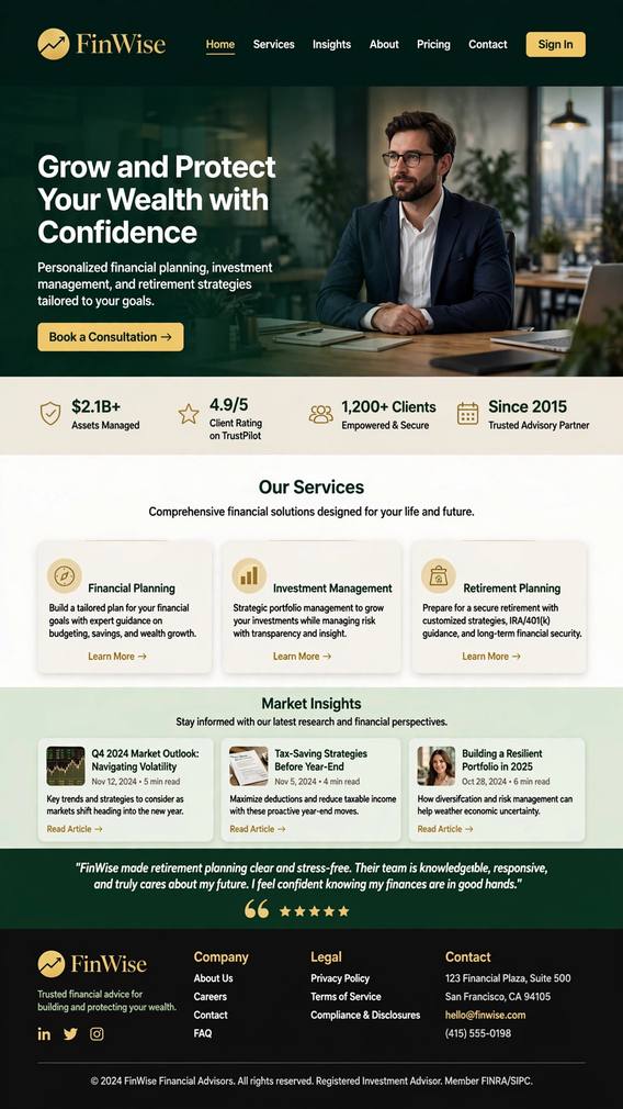 FinWise Advisory - Informative website design