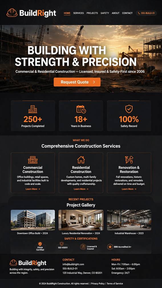 BuildRight Construction - Informative website design