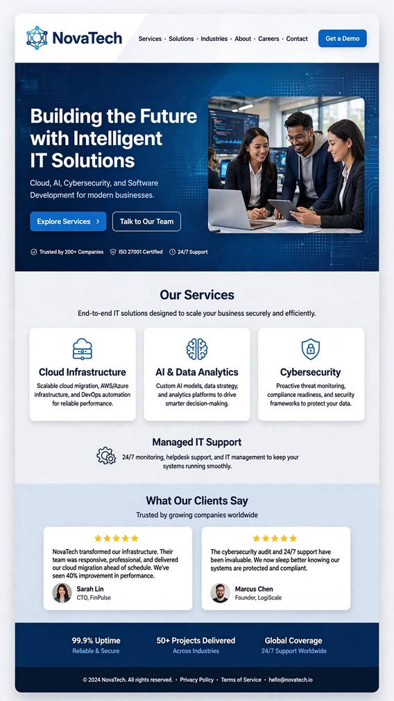 NovaTech Solutions - Informative website design