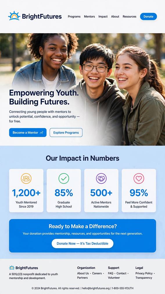 BrightFutures - Nonprofit website design