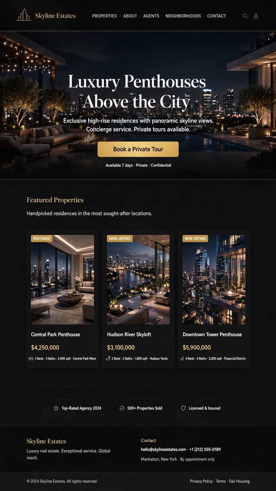 Skyline Estates - Real Estate website design