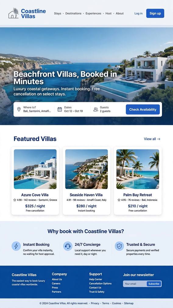 Coastline Villas - Real Estate website design