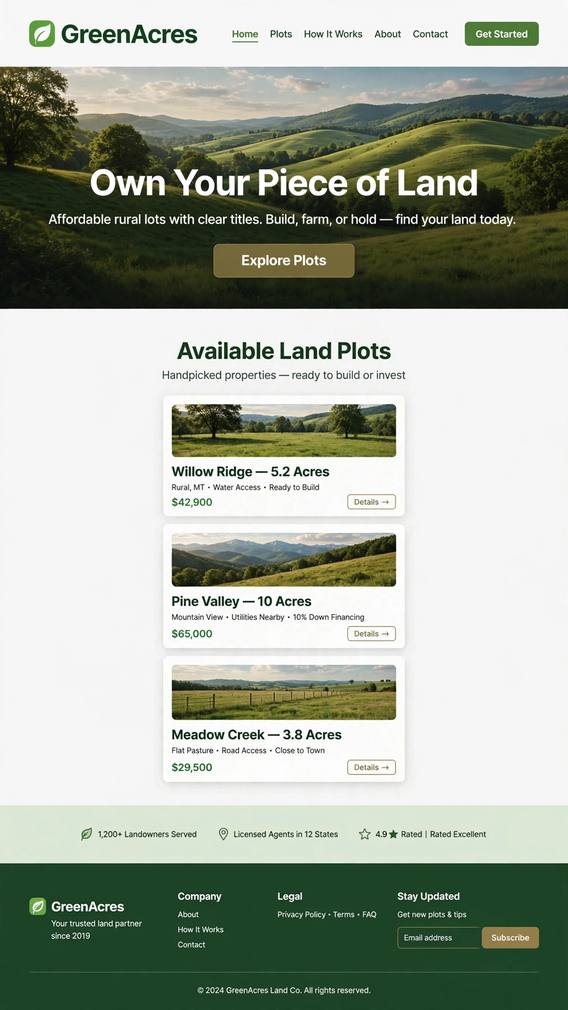 GreenAcres Land - Real Estate website design