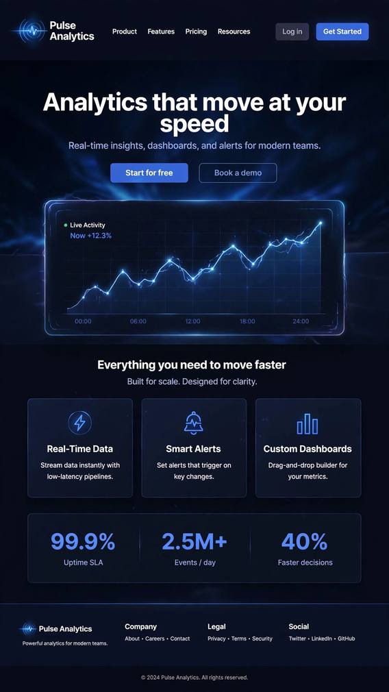 Pulse Analytics - Web App website design