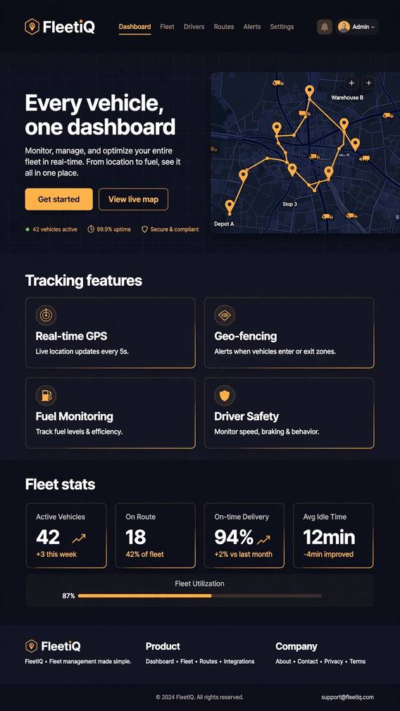 FleetIQ - Web App website design