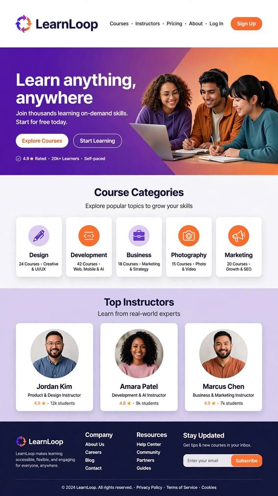 LearnLoop - Web App website design