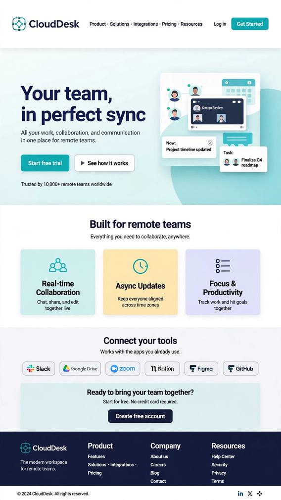 CloudDesk - Web App website design