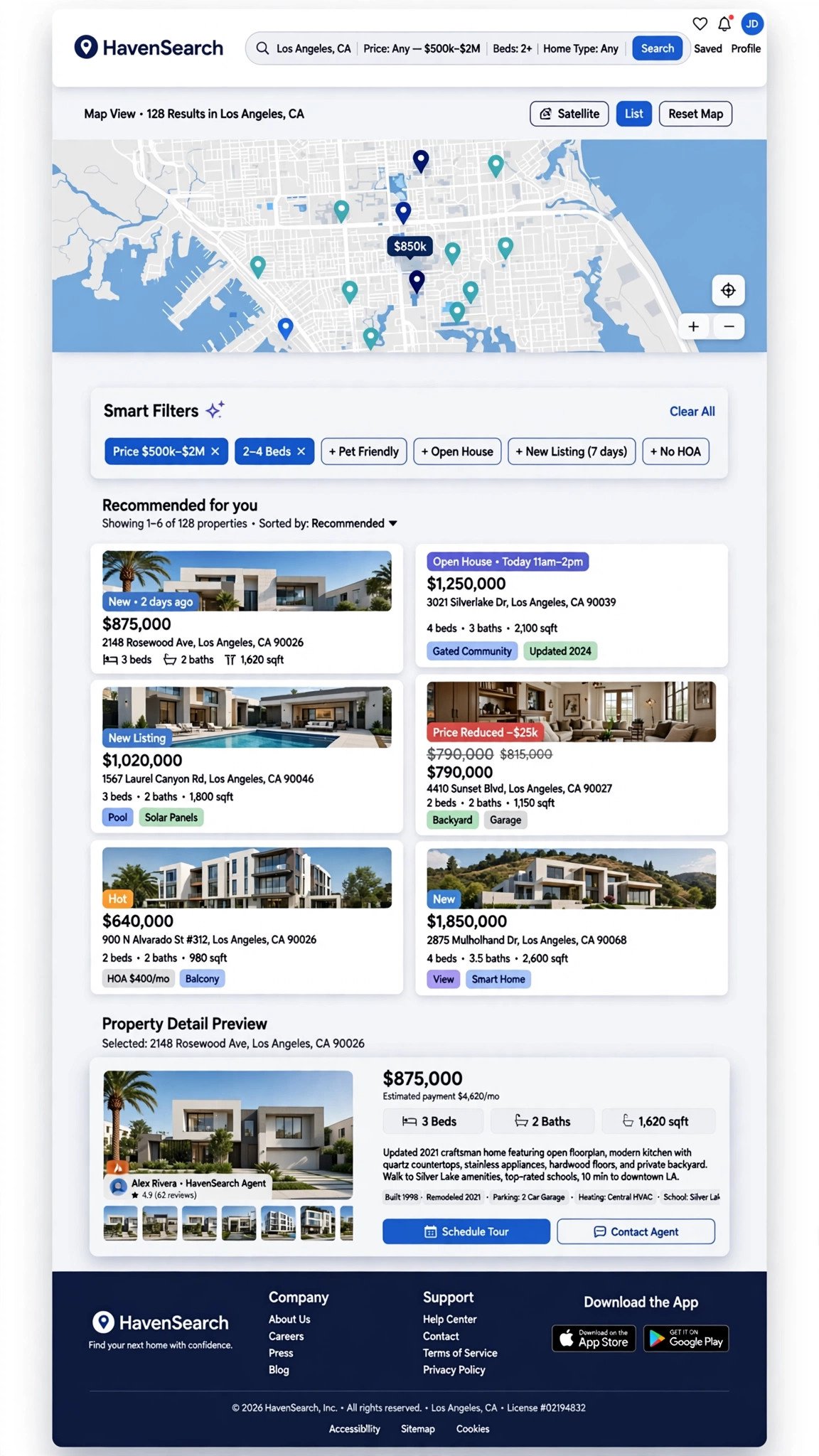 Property Search Portal - Web App website concept design